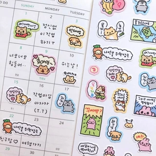 สติกเกอร์ ลายการ์ตูนกระต่ายน่ารัก สไตล์เกาหลี สําหรับตกแต่งสมุดไดอารี่ สมุดภาพ อัลบั้มรูปภาพ โทรศัพท์ DIY