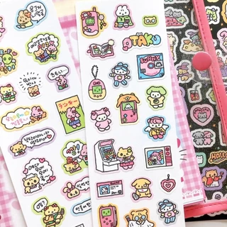 สติกเกอร์ ลายการ์ตูนกระต่ายน่ารัก สไตล์เกาหลี สําหรับตกแต่งสมุดไดอารี่ สมุดภาพ อัลบั้มรูปภาพ โทรศัพท์ DIY