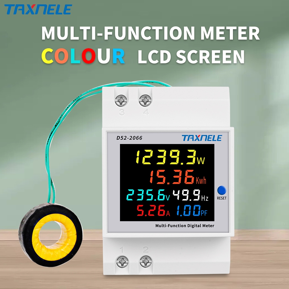 Taxnele D52-2066 AC monitor 110V 220V 100A แรงดันไฟฟ้า Power Factor KWH ความถี่พลังงานเมตร