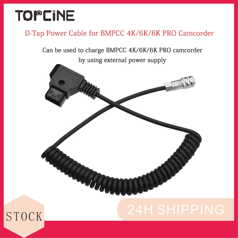 Topcine DTap ถึง BMPCC 4K 6K Pro Coiled Power Cable เหมาะสําหรับ Blackmagic Pocket Cinema กล้อง 4K แ