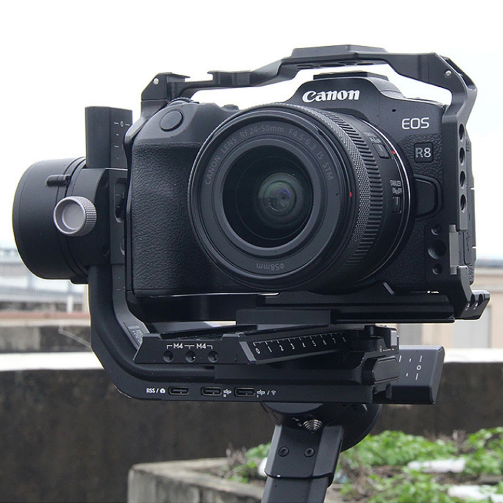 R8 กรงสําหรับ Canon EOS R8 กล้องอลูมิเนียมกรงรองเท้าเย็น, 1/4 "-20 รูเกลียวสําหรับการทําฟิล์ม, วิดีโอบล็อก, การถ่ายภาพวิดีโอ