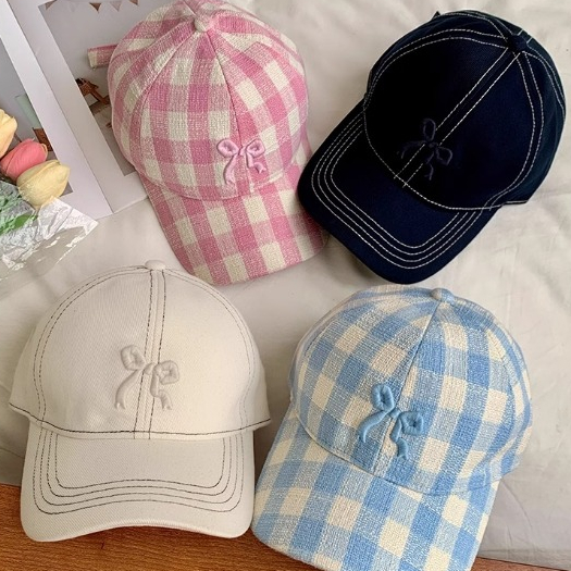 หมวกเบสบอลลําลอง ปักลายโบว์ ขนาดเล็ก เข้ากับทุกการแต่งกาย สไตล์เกาหลี สําหรับผู้หญิง 2024