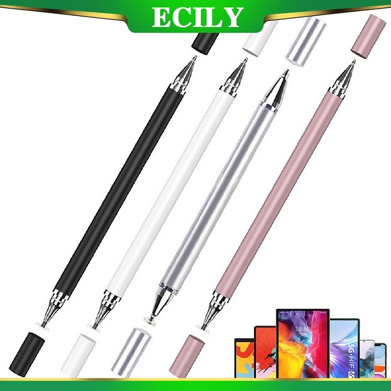 Ecily 2 In 1 ปากกาสไตลัส แบบบาง หน้าจอสัมผัส สําหรับสมาร์ทโฟน แท็บเล็ต