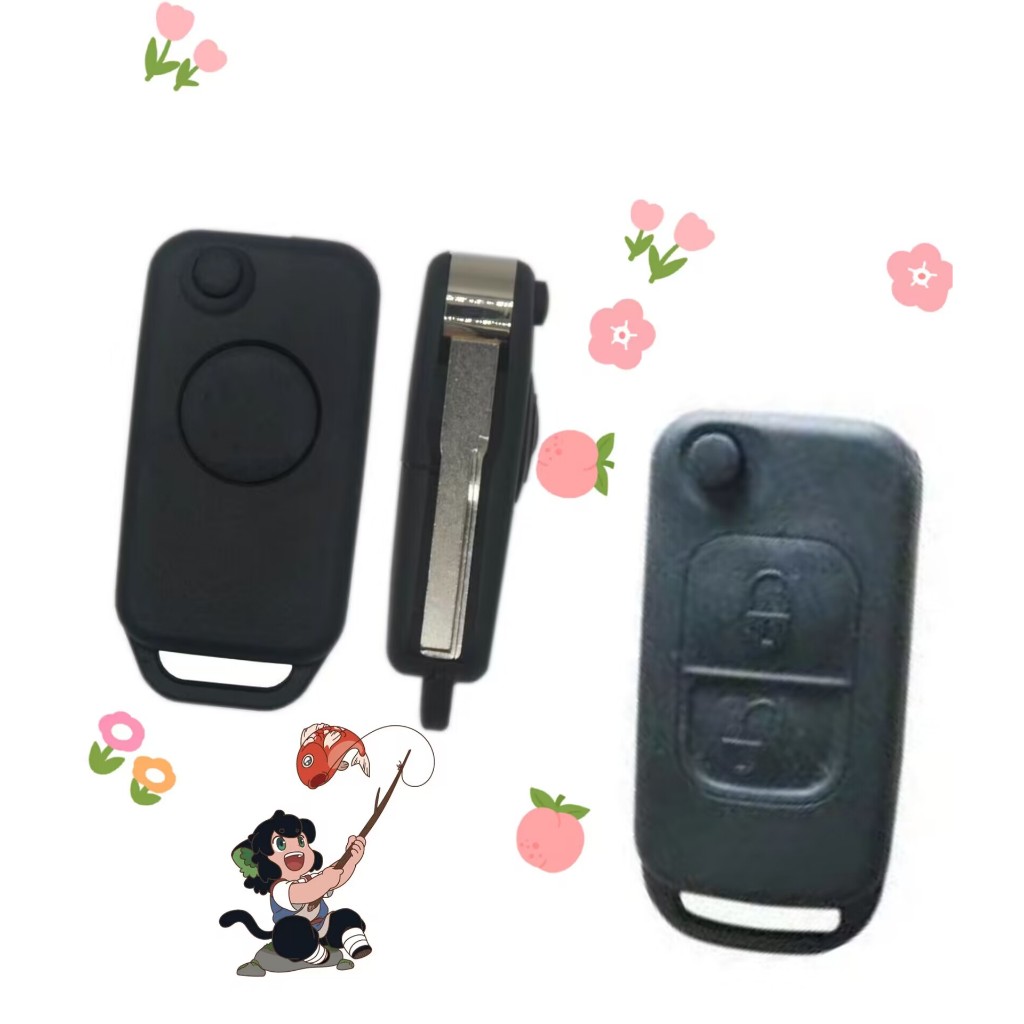 Updating MERCEDES-BENZ เคสรีโมตกุญแจรถยนต์ แบบพับได้ 1/2 ปุ่ม สําหรับ BENZ 1984-2004 Q44