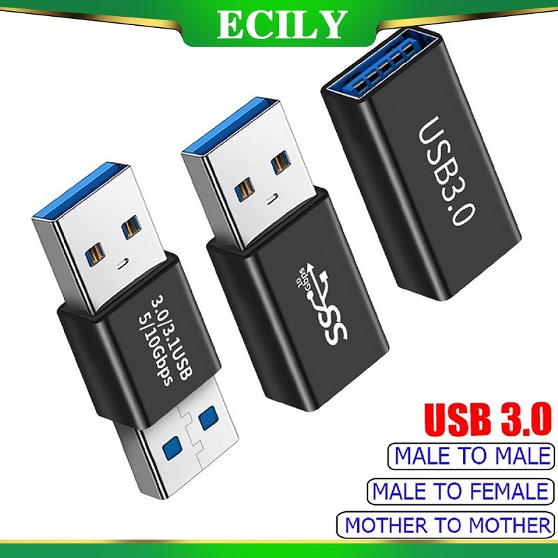 Ecily อะแดปเตอร์เชื่อมต่อ USB 3.0 เป็น USB 5Gbps Gen1 ตัวผู้ เป็นตัวเมีย SSD HDD USB 3.0