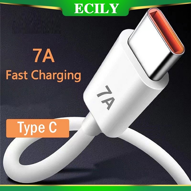 Ecily 7A 100W Type C สายชาร์จ USB สายชาร์จเร็วมาก สําหรับ Huawei ชาร์จเร็ว สายชาร์จ USB สายเคเบิลข้อ