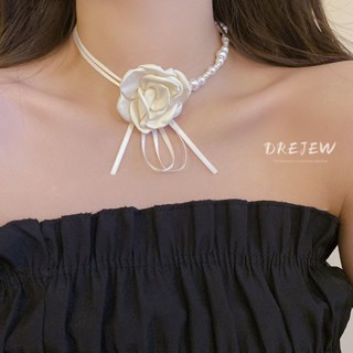 DREJEW สร้อยคอโชคเกอร์ ประดับริบบิ้น ไข่มุก ดอกไม้ หรูหรา แล…