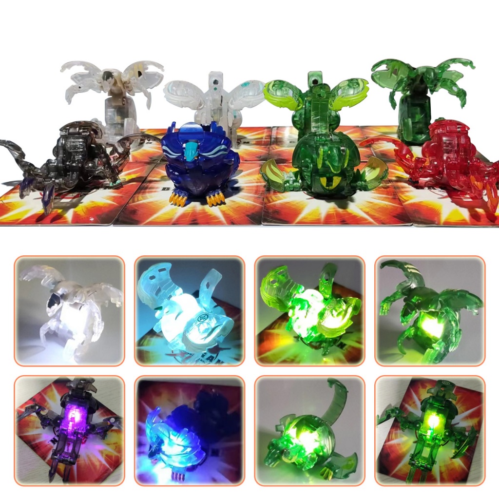 ของเล่นฟิกเกอร์ Rare Bakugan Battle Brawlers พร้อมไฟ สีเขียวโปร่งใส สําหรับเด็ก