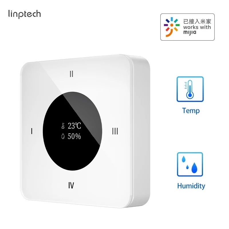 Linptech สวิตช์อัจฉริยะไร้สาย KS1 Pro หน้าจอแก้ว เซนเซอร์วัดอุณหภูมิ ความชื้น สวิตช์ควบคุมระยะไกล ไร้สาย
