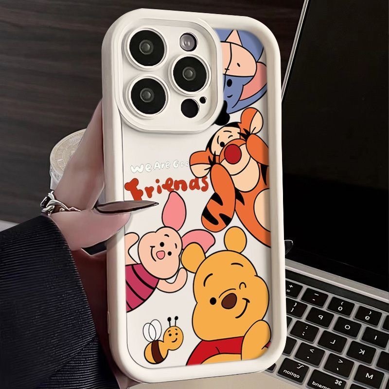 เคส Oppo A95 A74 4G A94 4G Reno 5F A73 2020 A93 4G Reno 4F F17 Pro Reno 6Z 5G Reno 5Z Reno 7Z 5G ซิลิโคนขอบตรงรูปแบบการ์ตูนตุ๊กตาหมีกรณีโทรศัพท์