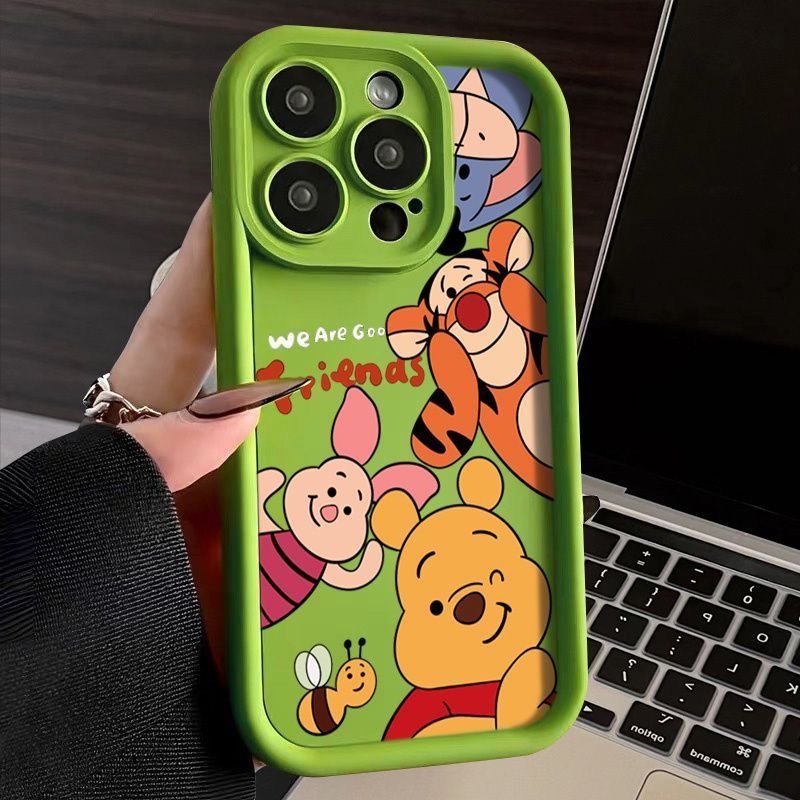 เคส Oppo A95 A74 4G A94 4G Reno 5F A73 2020 A93 4G Reno 4F F17 Pro Reno 6Z 5G Reno 5Z Reno 7Z 5G ซิลิโคนขอบตรงรูปแบบการ์ตูนตุ๊กตาหมีกรณีโทรศัพท์