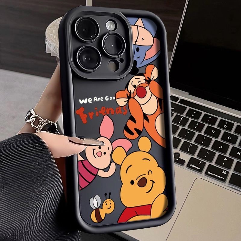เคส Oppo A95 A74 4G A94 4G Reno 5F A73 2020 A93 4G Reno 4F F17 Pro Reno 6Z 5G Reno 5Z Reno 7Z 5G ซิลิโคนขอบตรงรูปแบบการ์ตูนตุ๊กตาหมีกรณีโทรศัพท์