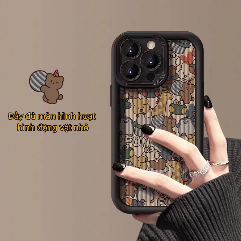 เคสป้องกันโทรศัพท์มือถือ ลายสัตว์น่ารัก สีดํา สําหรับ iPhone 11promax 7plus 8plus 11 6plus 6splus 6 6s 6splus x xs xsmax se2020 xr 15 14 13 12 pro max 7 8 plus max
