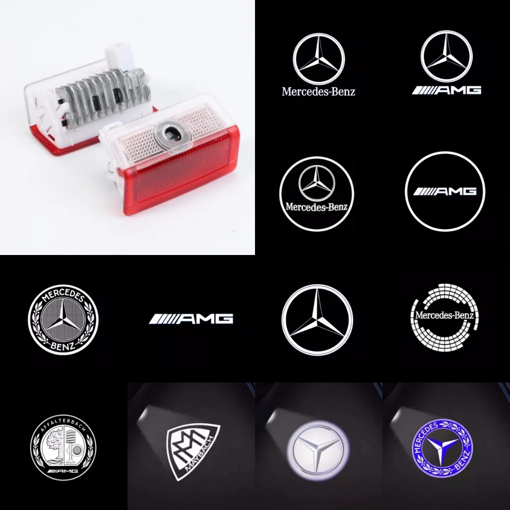 โคมไฟเลเซอร์ LED รูปโลโก้ผี HD สําหรับตกแต่งประตูรถยนต์ Mercedes Benz W176 W205 W166 W246 W212 A B C M ML GLA GLS E Class