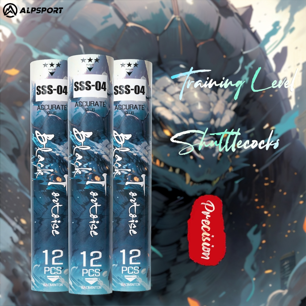Alp 04(เต่าดํา) ลูกแบดมินตัน 77 ระดับ ทรงสี่เหลี่ยม ของแท้ 100% สําหรับฝึกแบดมินตัน 12 ชิ้น ต่อท่อ