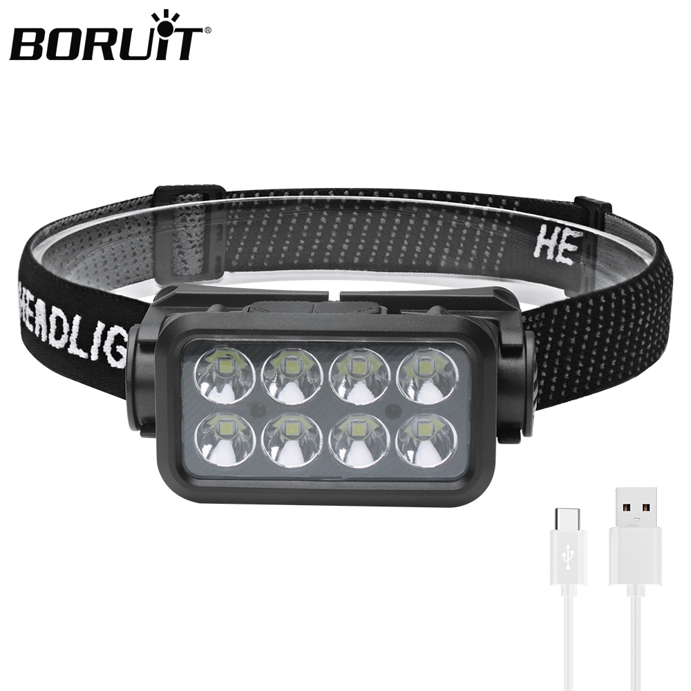 [พร้อมส่ง] Boruit K354 ไฟฉายสวมศีรษะ LED Type-C เซนเซอร์ตรวจจับการเคลื่อนไหว ชาร์จได้ กันน้ํา สําหรับตกปลา ตั้งแคมป์