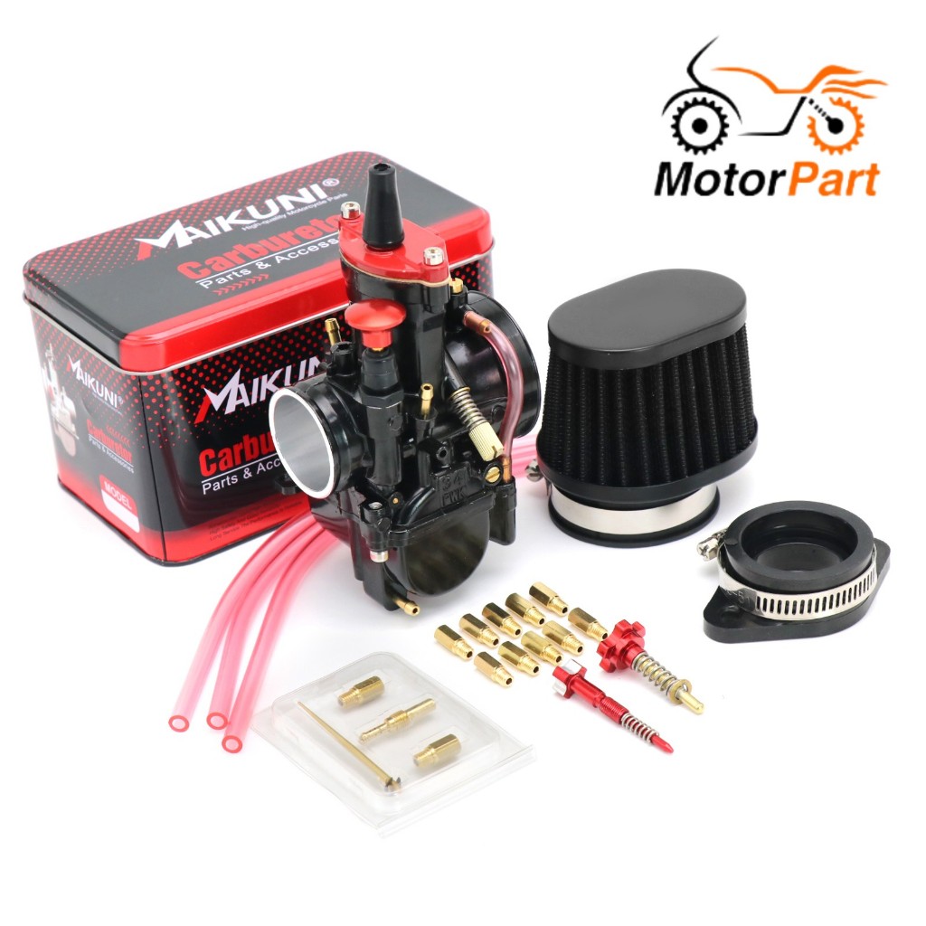 Motoparts SHOP คาร์บูเรเตอร์ PWK 24 26 28 30 32 34 มม. พร้อมอะแดปเตอร์กรองอากาศ ปรับได้ สีดํา สําหรับรถจักรยานยนต์ 2 4T