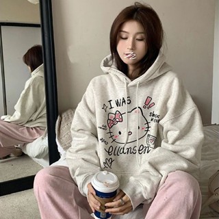 ฤดูหนาวญี่ปุ่นน่ารักและหวานการ์ตูน Hello Kitty แขนยาว Hoodie…
