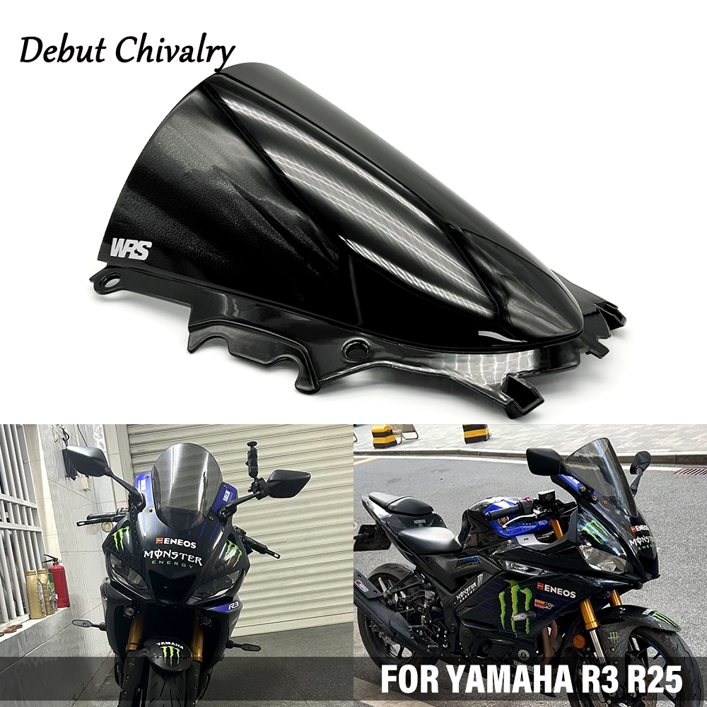 อุปกรณ์เสริมกระจกหน้ารถจักรยานยนต์ สีเทา สีดํา สําหรับ Yamaha R3 R25 2019-2023