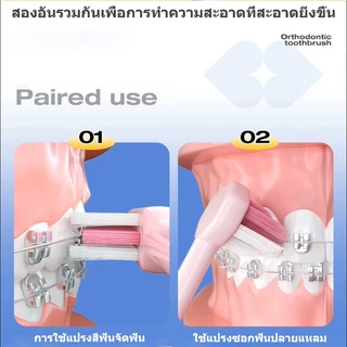 AIRKISS 2 ชิ้น แปรงกระจุก แปรงซอกฟันสําหรับจัดฟัน สําหรับจัด แปรงสีสำหรับคนจัด ฟัน