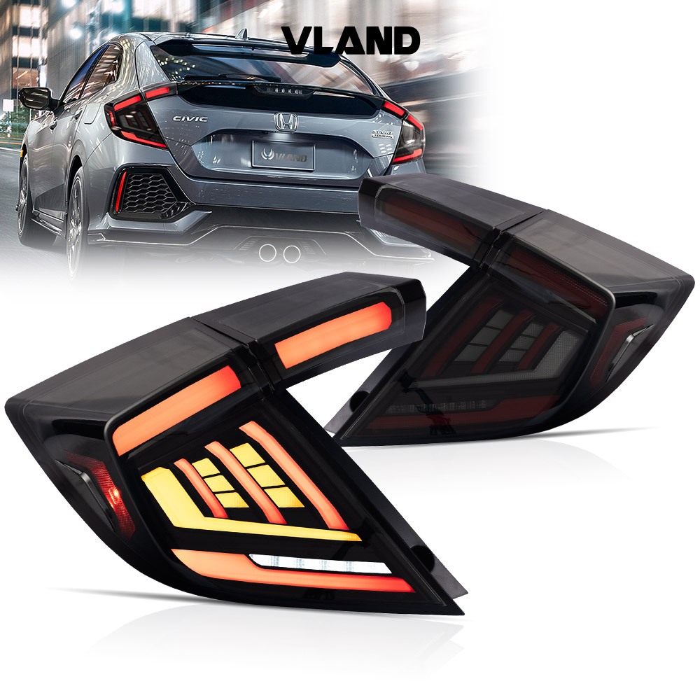 Vland ไฟท้าย LED สําหรับ 2017-2021 Honda Civic 10th Gen (FK4/FK7/FK8) Hatchback LED DRL พร้อม Start-