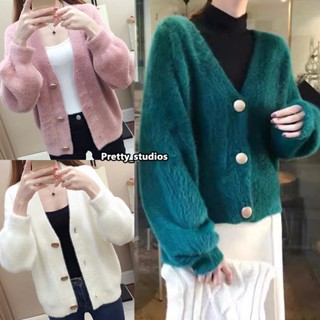 🔥เสื้อโค้ทผู้หญิง ทรงเบสิก มีกระดุม สีพื้น Mink Fleece