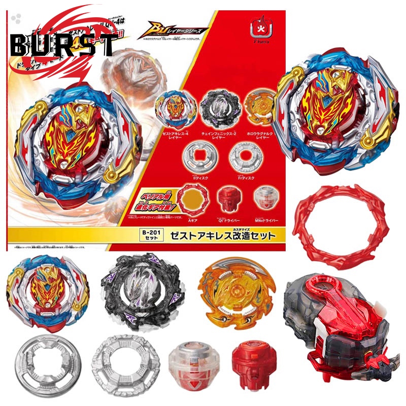 Beyblade Launcher ชุดกล่อง BU B-201 Zest Achilles ปรับแต่งชุด Beyblade Burst พร้อม Launcher ของเล่นเ