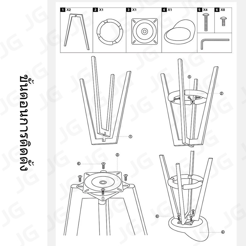 [โครงสร้าง 4 มุม] JG เก้าอี้บาร์สูง เก้าอี้บาร์ ขาไม้โอ๊ค 63/73/83 ซม รูปแบบใหม่ด้วยเชือกป่าน - รูปที่ 5