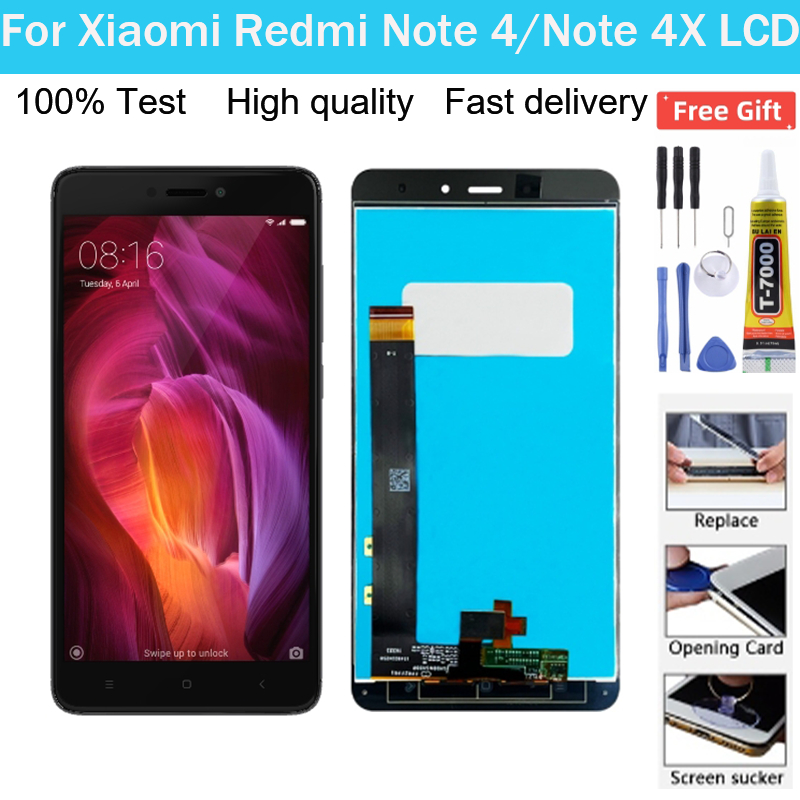 อะไหล่หน้าจอสัมผัสดิจิทัล LCD แบบเปลี่ยน สําหรับ Xiaomi Redmi Note 4 Note 4X