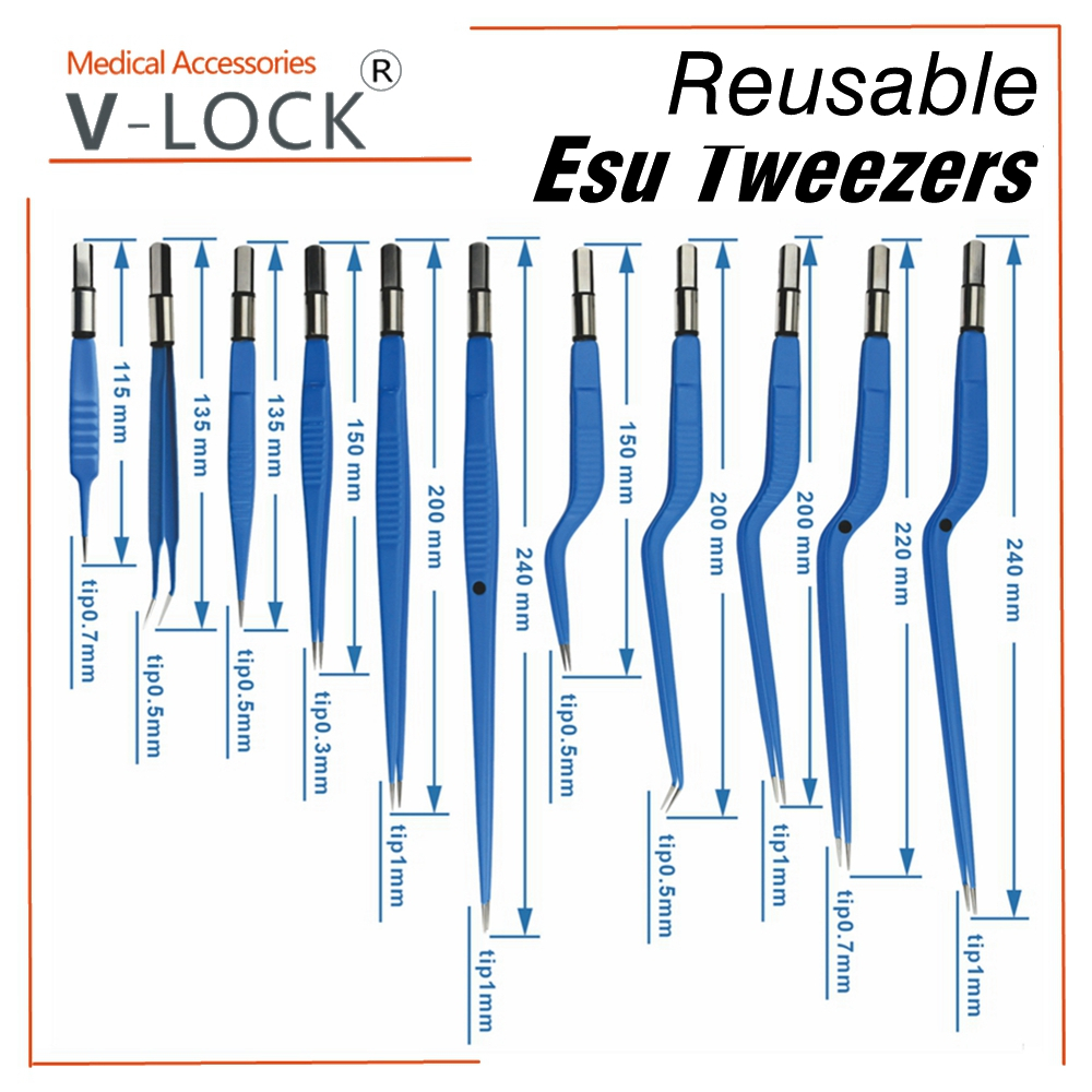 V-LOCK ESU Electrode Forceps แหนบ IEC Reusable Electrode Bipolar Forcep เครื่องมือผ่าตัด Clamp Cil ห