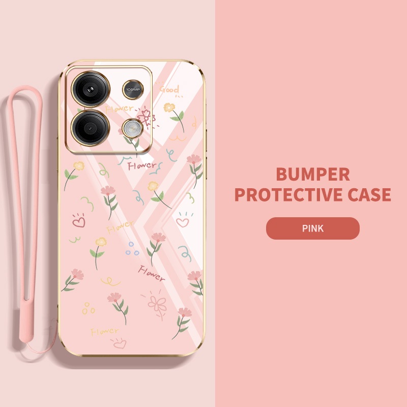 ปลอก Xiaomi Redmi Note 13 Pro 4G 5G Note 13 Pro Plus Note 13R Pro 5G Poco M6 Pro 4G X6 Pro 5G X6 Neo เต็มหน้าจอดอกไม้ขนาดเล็กซิลิโคนกันกระแทกโทรศัพท์ฝาครอบป้องกัน
