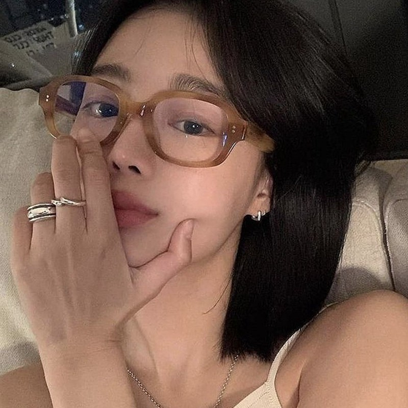 แว่นตาสายตาสั้น เกรด -50 100 150 200 250 300 350 400 ป้องกันแสงสีฟ้า ขนาดเล็ก สําหรับผู้หญิง นักเรียน 066