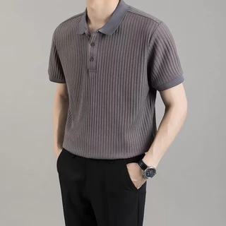 BeCoolMan🍃【6สี M-3XL】เสื้อโปโล คอปก แขนสั้น ติดกระดุม เข้ารูป ระบายอากาศได้ดี ลําลอง สไตล์เรียบง่าย สําหรับผู้ชาย ลายขวาง เกาหลี เสื้อโปโล เหมาะกับฤดูร้อน