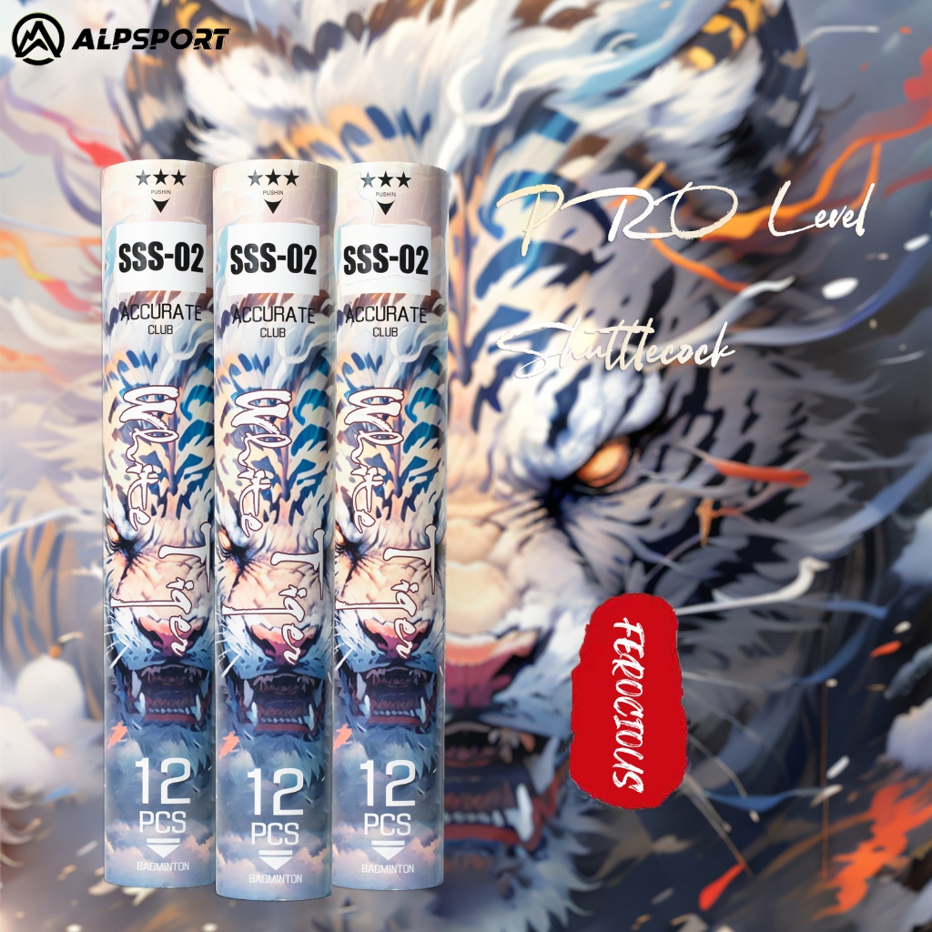 Alp White Tiger 02 ลูกแบดมินตัน ขนห่าน สีขาว คุณภาพสูง ทนทาน สําหรับฝึกซ้อมแบดมินตัน 12 ชิ้น ต่อท่อ