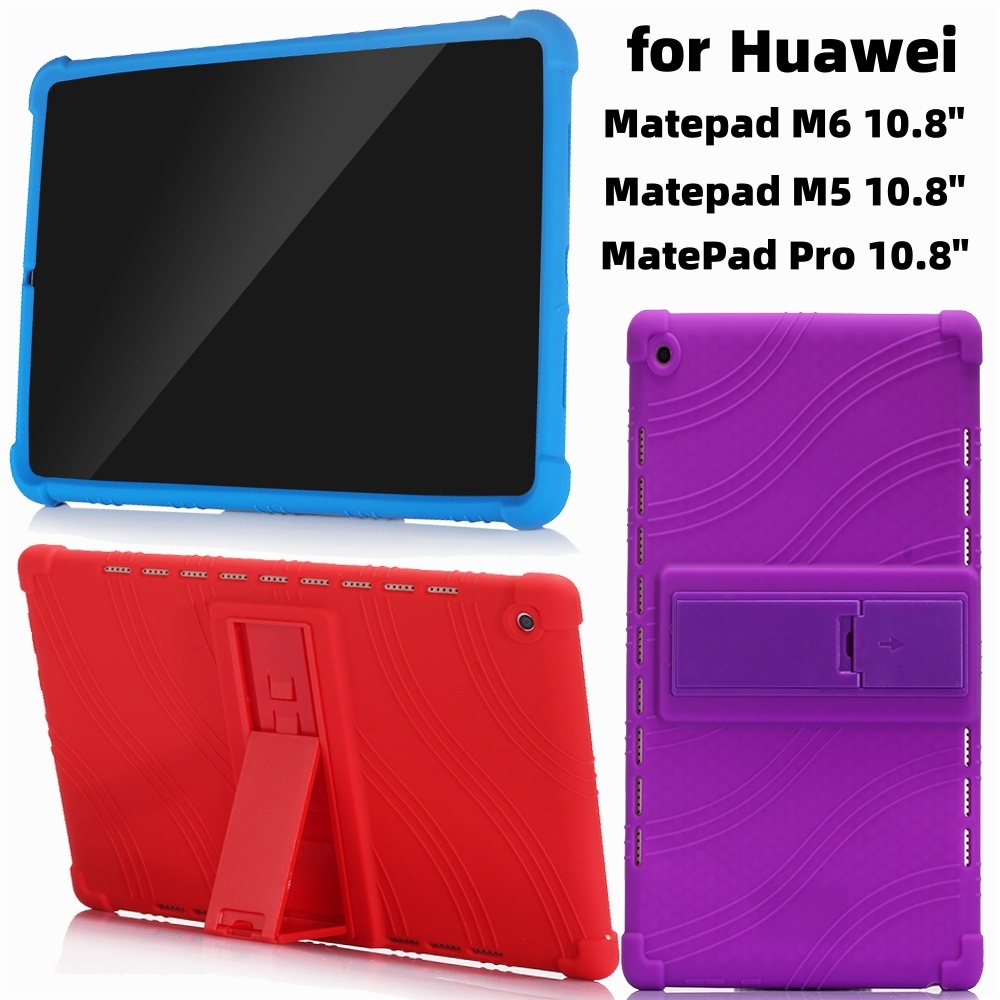เคสแท็บเล็ต ซิลิโคนนิ่ม กันกระแทก พร้อมขาตั้ง สําหรับ Huawei MediaPad M6 M5 10.8 นิ้ว MatePad Pro 10.8 นิ้ว