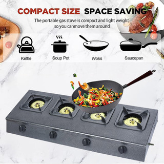 Burner Gas Stove 3/4/6/8 Burner Stove Conservation Stainless Burner Desktop Gas Casserole for Home Commercial Quick