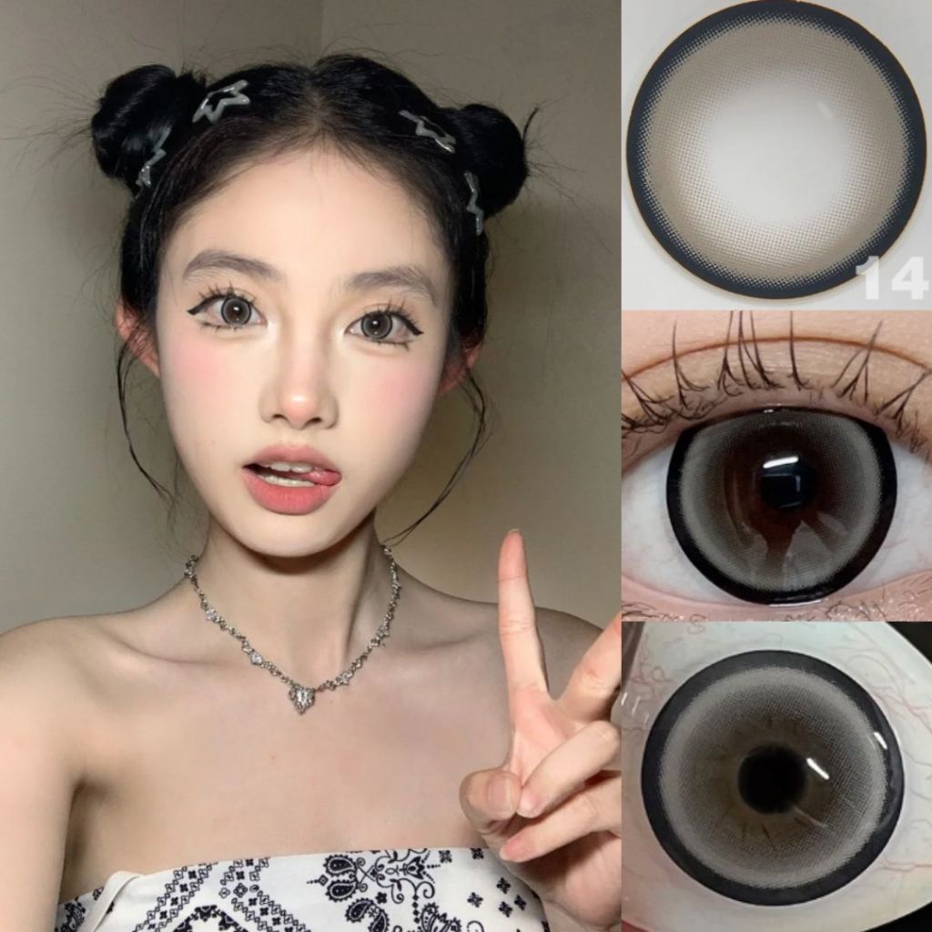 Uyaai คอนแทคเลนส์ BUBBLE สีเทา ใช้ได้หนึ่งปี 2 ชิ้น