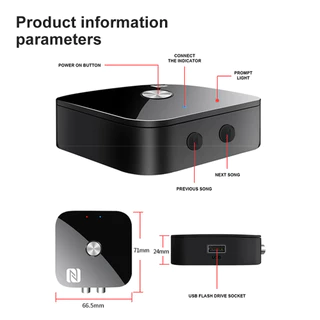 อะแดปเตอร์รับสัญญาณเสียงสเตอริโอบลูทูธ 5.3 RCA 3.5 มม. AUX USB NFC BT 5.0 ไร้สาย พร้อมไมโครโฟน สําหรับรถยนต์ ลําโพง เครื่องขยายเสียง