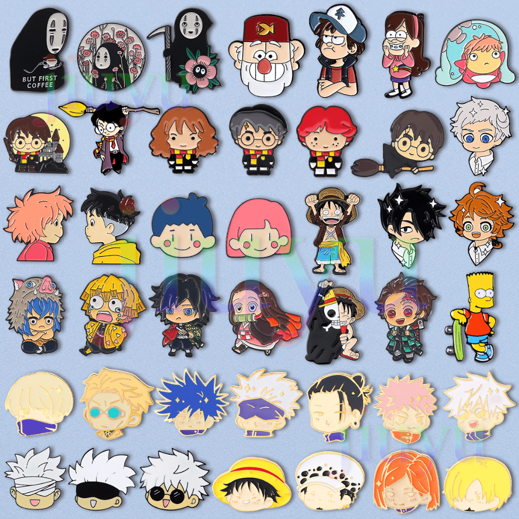 เครื่องประดับ เข็มกลัด รูปการ์ตูนอนิเมะ One Piece Luffy Harry Potter Pins Hayao Miyazaki Chihiro Miyazaki 50 แบบ
