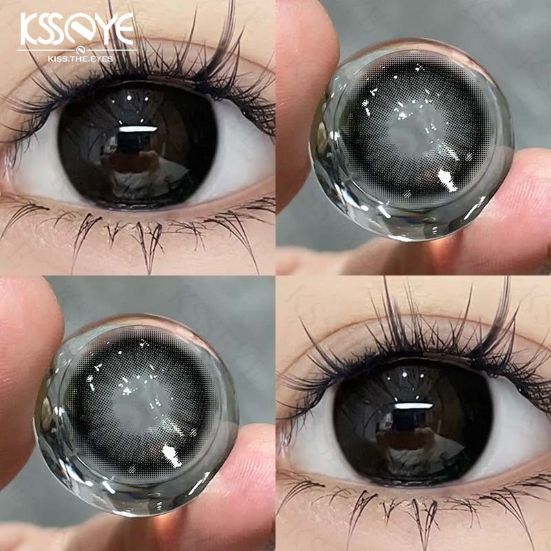 คอนแทคเลนส์ Ksseye สายตาสั้น 2pcs คอนแทคเลนส์สีดำ/สีน้ำตาลเกรด 0.0 ~ -8.00 ตาตุ๊กตา 14.2 มม. ไฮโดรเจ