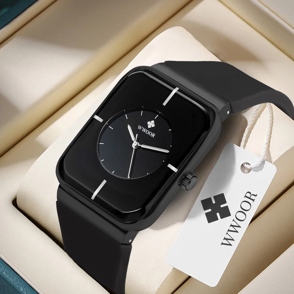 Wwoor นาฬิกาข้อมือควอตซ์แฟชั่น ทรงสี่เหลี่ยม กันน้ํา หรูหรา สําหรับบุรุษ -8884M
