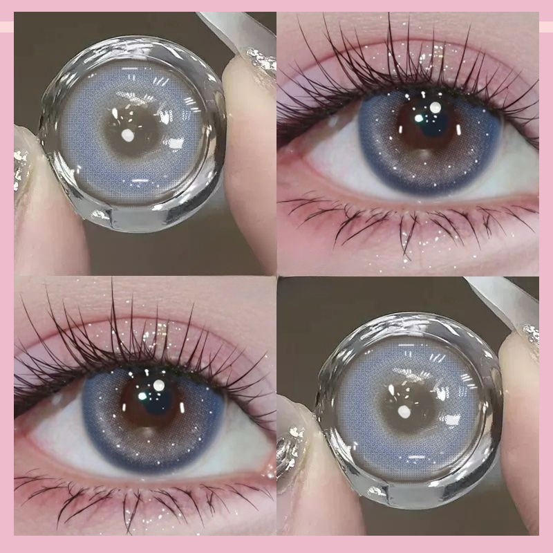 คอนแทคเลนส์ คอนแทคเลนส์รายปี คอนแทคเลนส์ mini คอนแทคเลนส์ เทา สีน้ำตาล สีฟ้า ใส่สบาย（1คู่/2ชิ้น+ฟรีกล่อง）