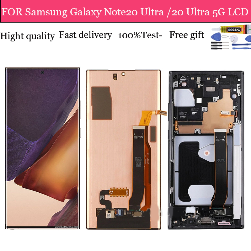 Original AMOLED สําหรับ Samsung Galaxy หมายเหตุ 20 Ultra SM-N985 N985F จอแสดงผล Note20 Ultra 5G SM-N986F N986B LCD หน้าจอสัมผัส