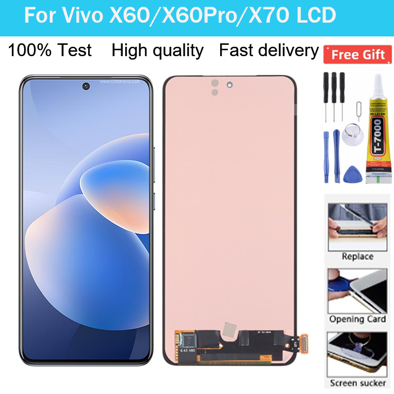 AMOLED สําหรับ Vivo X60 X60 Pro X70 X70 Pro เปลี่ยนหน้าจอสัมผัส LCD