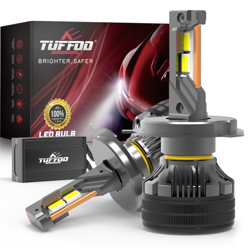 TUFFOO 2PCS LED ไฟหน้าหลอดไฟ 150W 30000LM H7 H4 H11 9005 9006 HB3 HB4 HIR2 D2H 4300K Warm Yellow White 6000K สีขาว