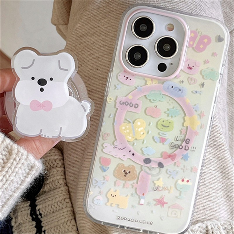 Iphone 16 15 PRO MAX 14 PRO MAX รูปแบบสัตว์แบบเต็มหน้าจอวัสดุ TPU กระบวนการ IMD เคสโทรศัพท์แม่เหล็ก + ที่ยึดแม่เหล็ก