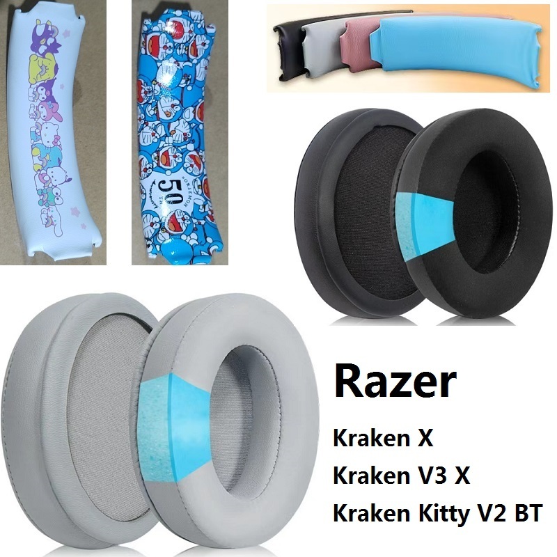 แผ่นเจลครอบหูฟัง แบบเปลี่ยน สําหรับ Razer Kraken X V3X Kraken Kitty V2 BT