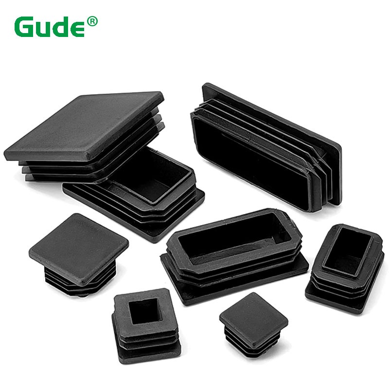 พลาสติกสีดํา End Cap ปลั๊กท่อเหล็ก 10x15–50x80 มม. และ 15x15–50x50 มม. แพ็ค 5/10/20/30 ชิ้น