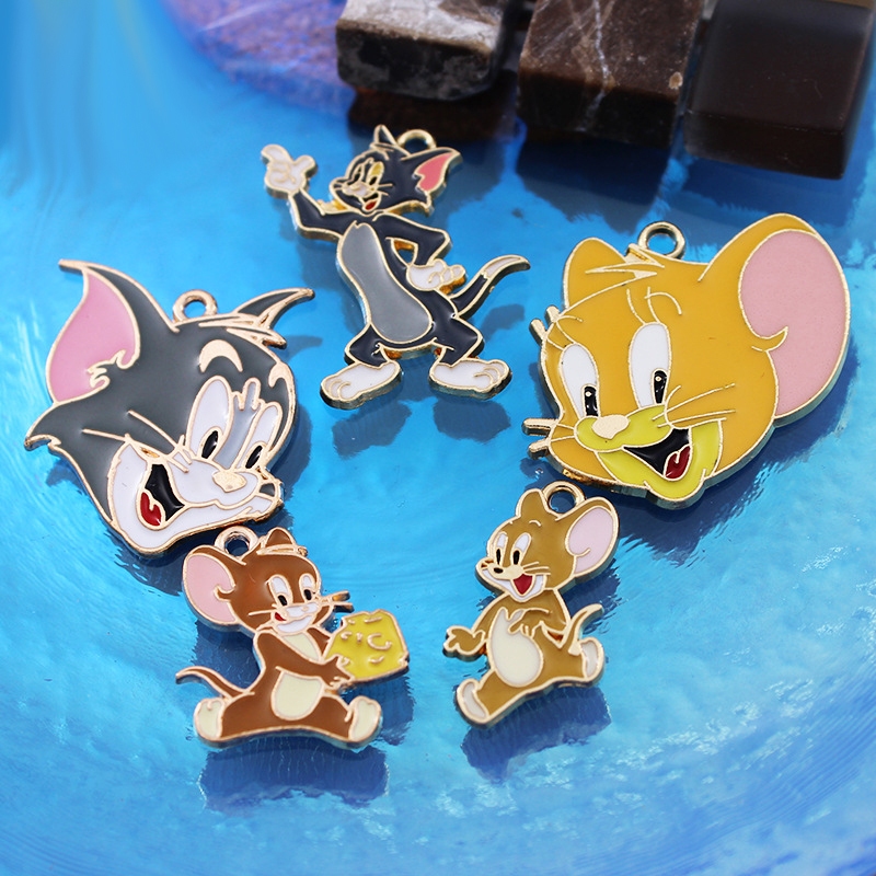 จี้สร้อยคอ ต่างหู รูปการ์ตูนดิสนีย์ แมว และหนู แฮนด์เมด DIY 2 ชิ้น ต่อล็อต --042