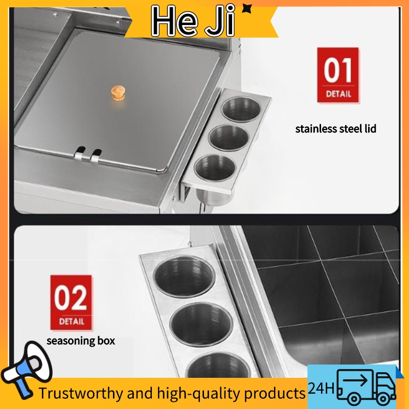 HEJI Stainless steel เตาย่างสเต็ก เตาย่าง ครัว เตาย่างแก๊ส มัลติฟังก์ชั่น เตาสเต็ก เตาย่างทอดแก็ส 2 หม้อทอด แก๊ส เตาหน้าเรียบ สแตนเลส เตาสเต็ก มัลติฟังก์ชั่น หม้อทอด วาล์วแรงดันต่ำ เตาแพนเค้ก Stainless steel กระทะทอดไข่ 96*49*31 CM เครื่องทอดแบบผสมผสาน ราคา ถูกที่สุด ดีลบีเคเค แกลเลอรีภาพที่ 5